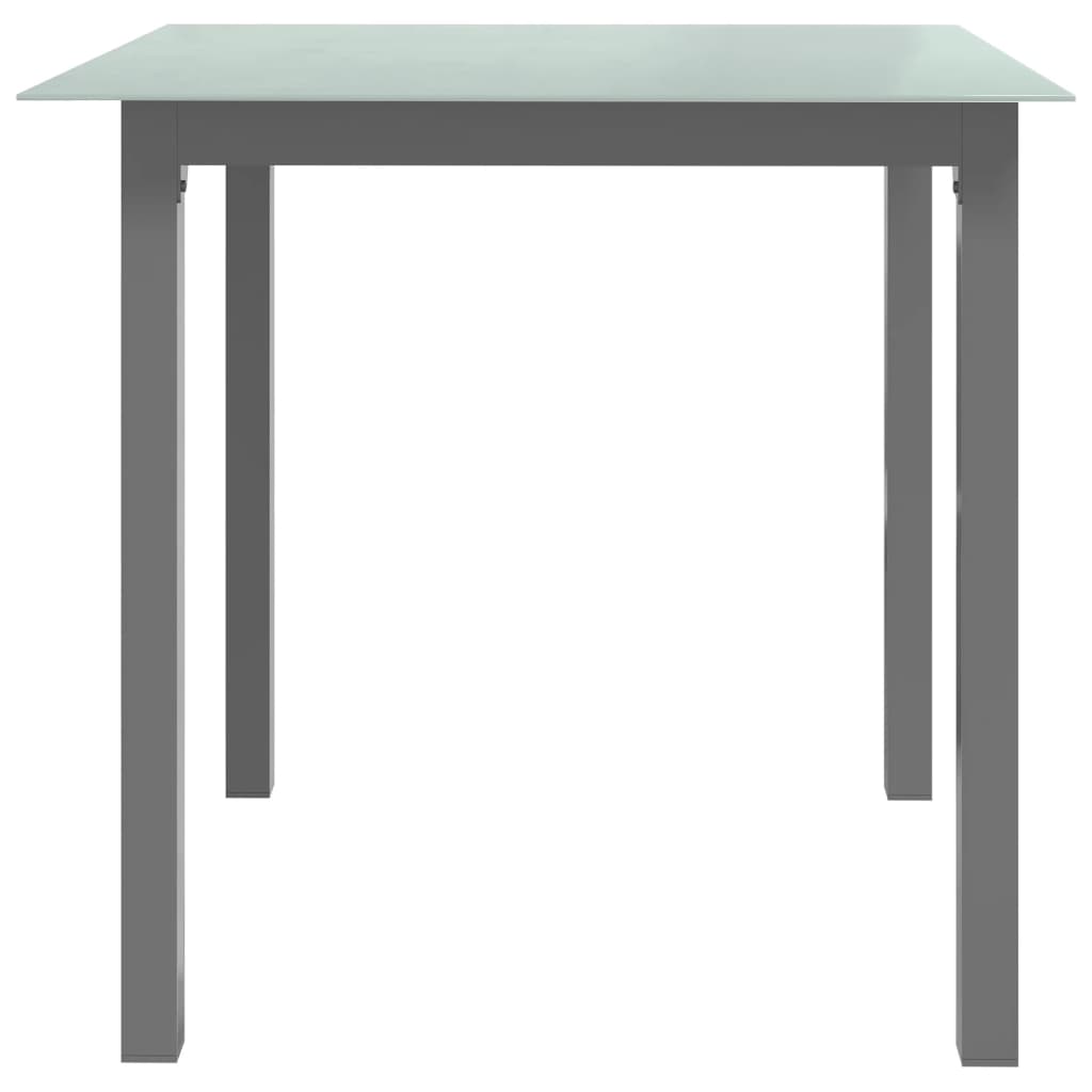 Tuintafel Aluminium En Glas 80 x 80 x 74 cm Lichtgrijs