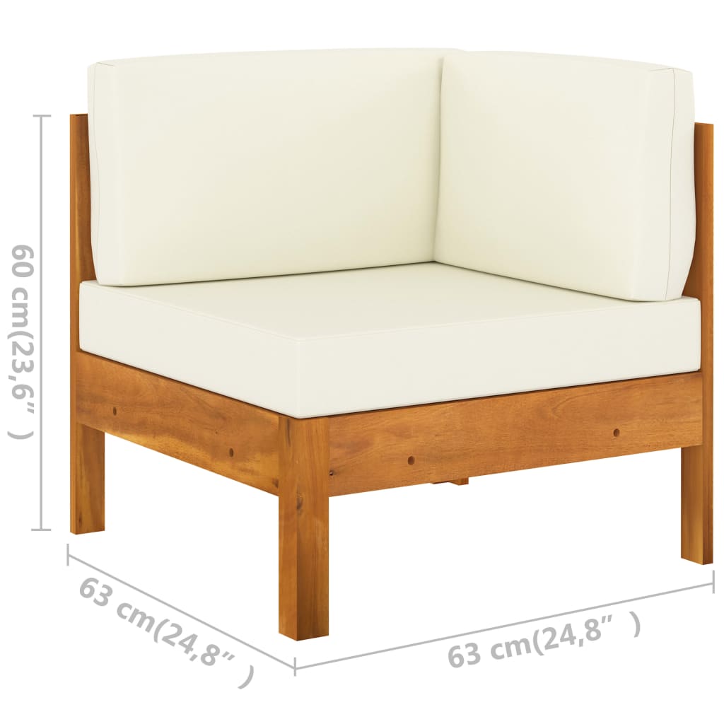 2-Delige Loungeset Met Crèmewitte Kussens Acaciahout 1 corner sofa + table