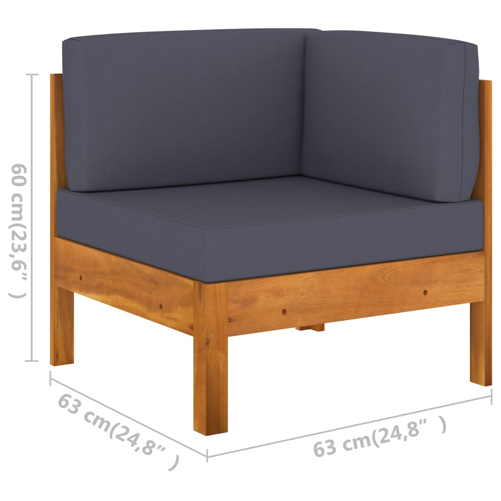 2-Delige Loungeset Met Donkergrijze Kussens Acaciahout 1 Donkergrijs corner sofa + table