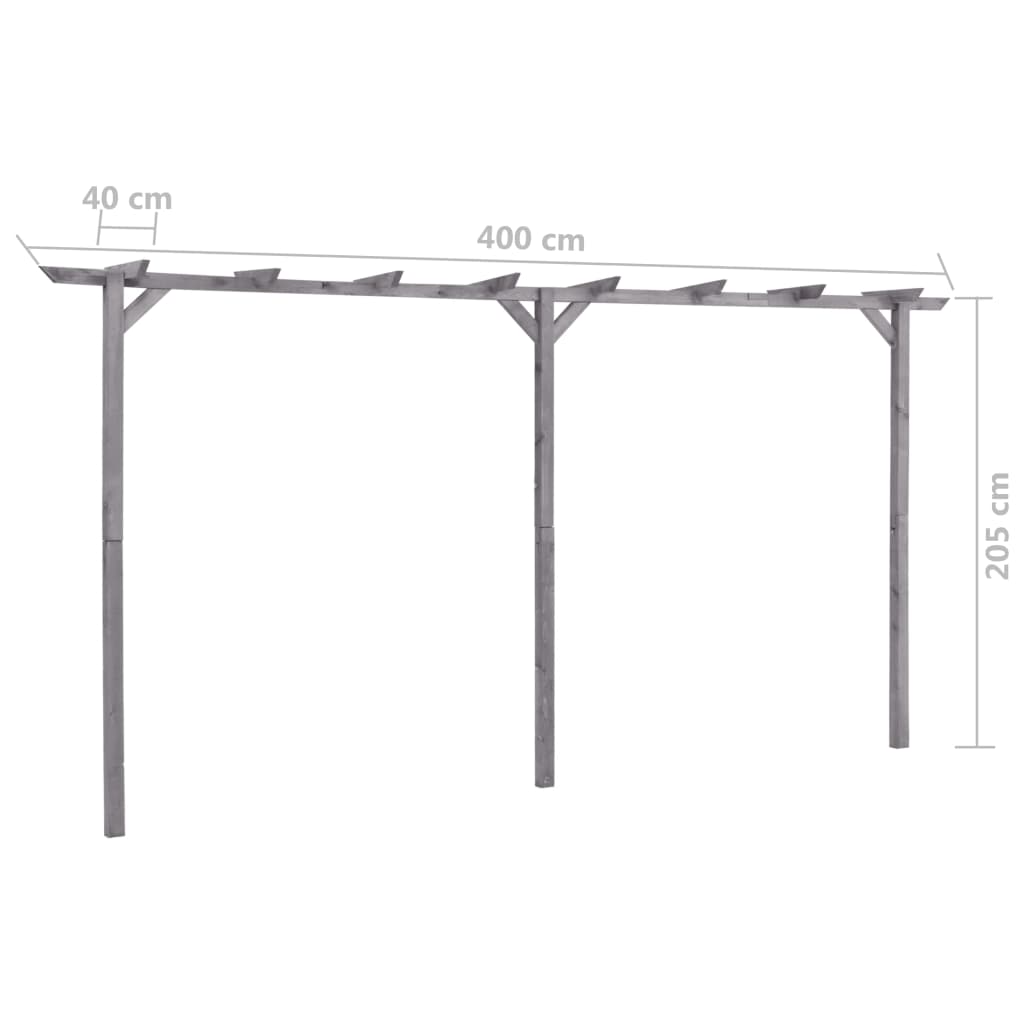 Pergola 400x40x205 cm geïmpregneerd grenenhout grijs