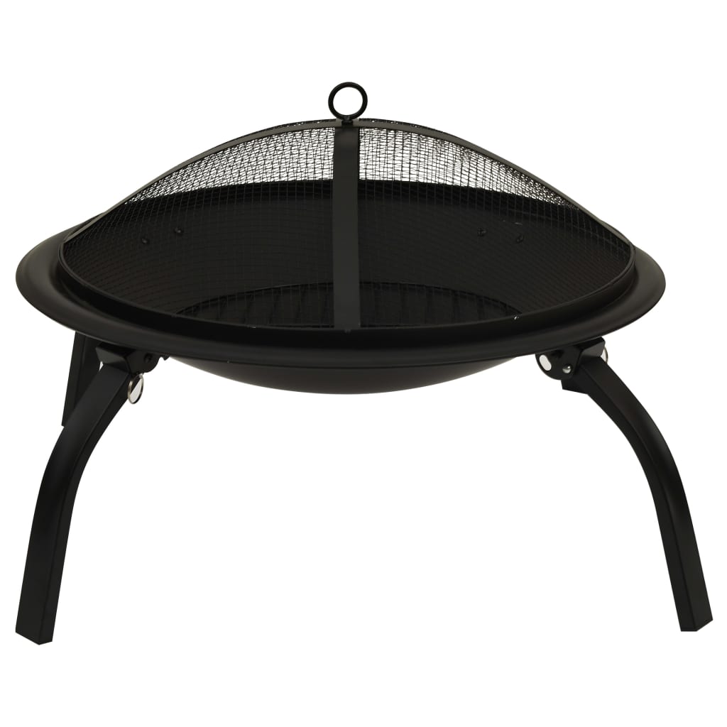 Vuurschaal En Barbecue 2-In-1 Met Pook 56X56X49 Cm Staal Zwart