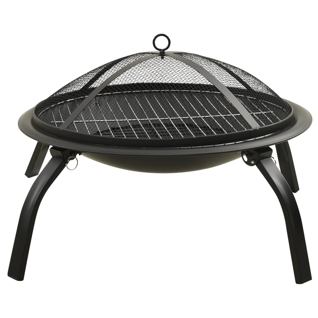 Vuurschaal En Barbecue 2-In-1 Met Pook 56X56X49 Cm Staal Zwart