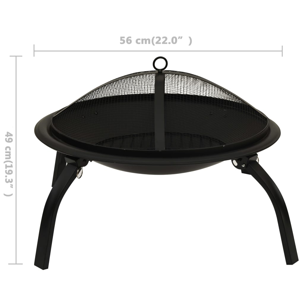 Vuurschaal En Barbecue 2-In-1 Met Pook 56X56X49 Cm Staal Zwart