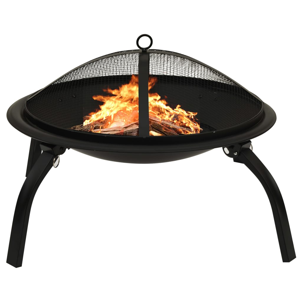 Vuurschaal En Barbecue 2-In-1 Met Pook 56X56X49 Cm Staal Zwart