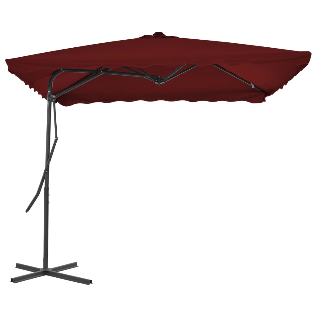 Parasol Met Stalen Paal 250X250X230 Cm Bordeauxrood