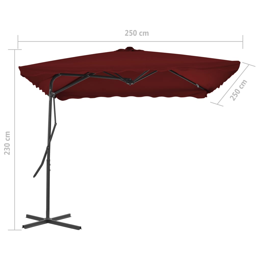 Parasol Met Stalen Paal 250X250X230 Cm Bordeauxrood