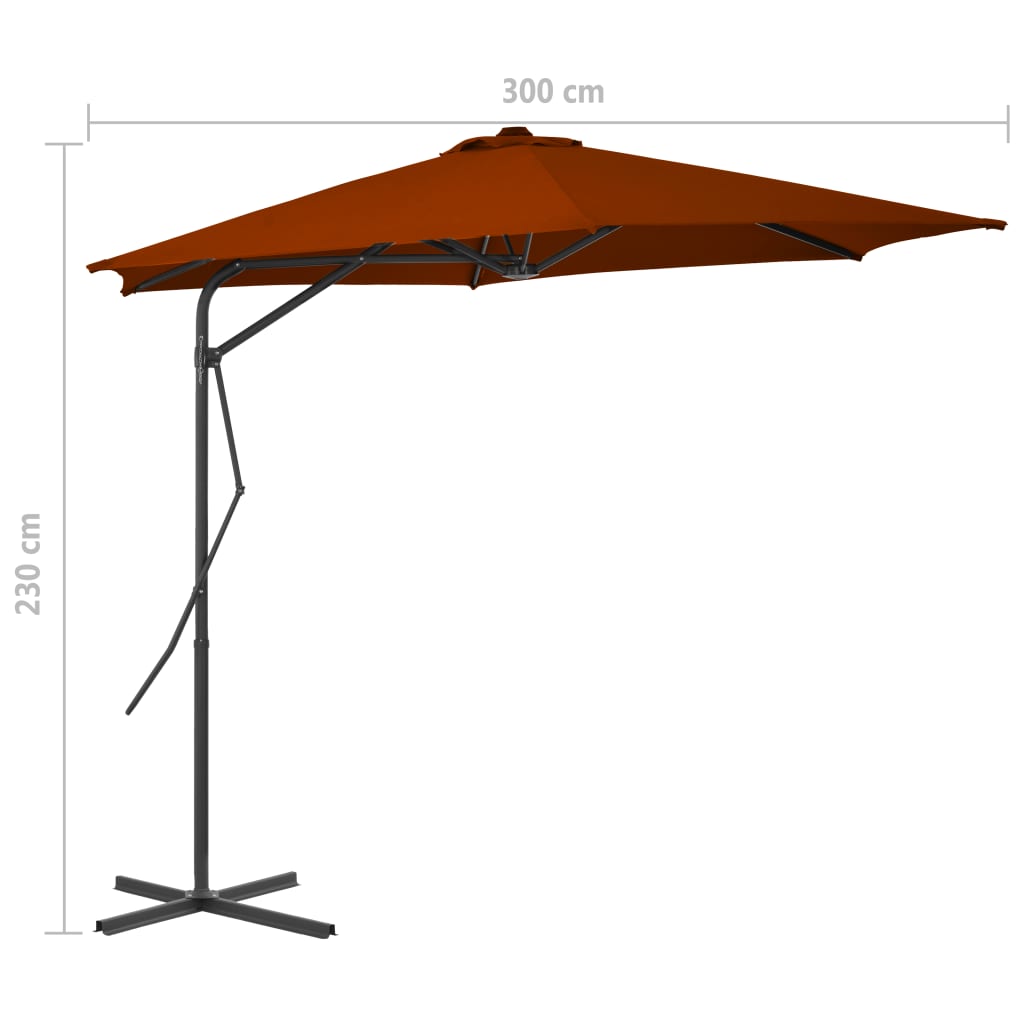 Parasol Met Stalen Paal 300X230 Cm Terracottakleurig