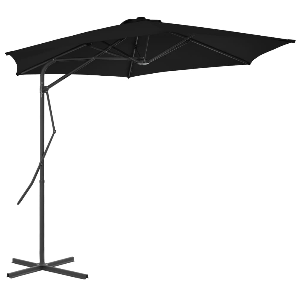 Parasol Met Stalen Paal 300X230 Cm Zwart