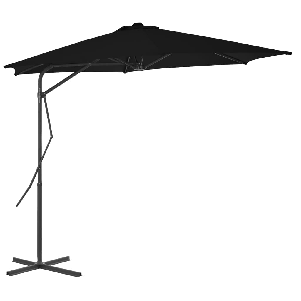 Parasol Met Stalen Paal 300X230 Cm Zwart