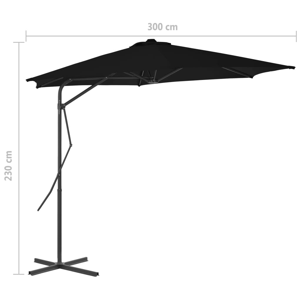 Parasol Met Stalen Paal 300X230 Cm Zwart