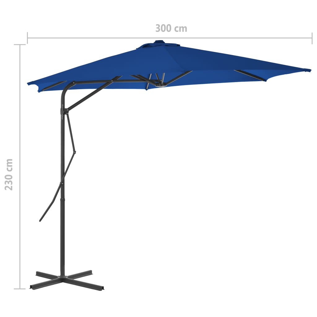 Parasol Met Stalen Paal 300X230 Cm Blauw