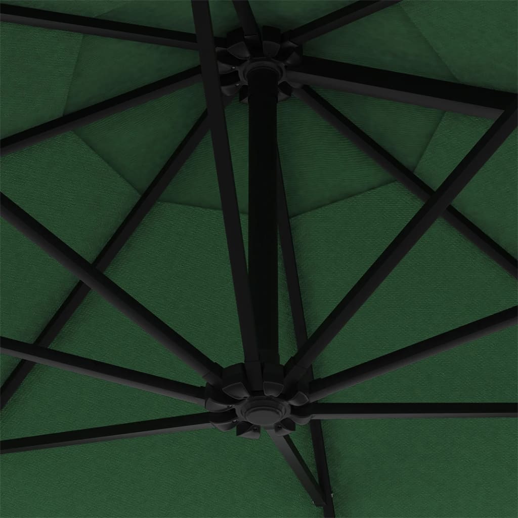 Wandparasol Met Led's En Metalen Paal 300 Cm Groen