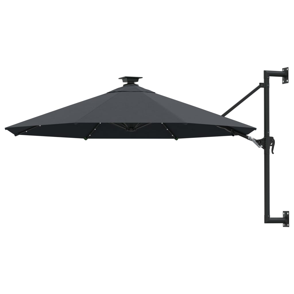 Wandparasol Met Led's En Metalen Paal 300 Cm Antracietkleurig