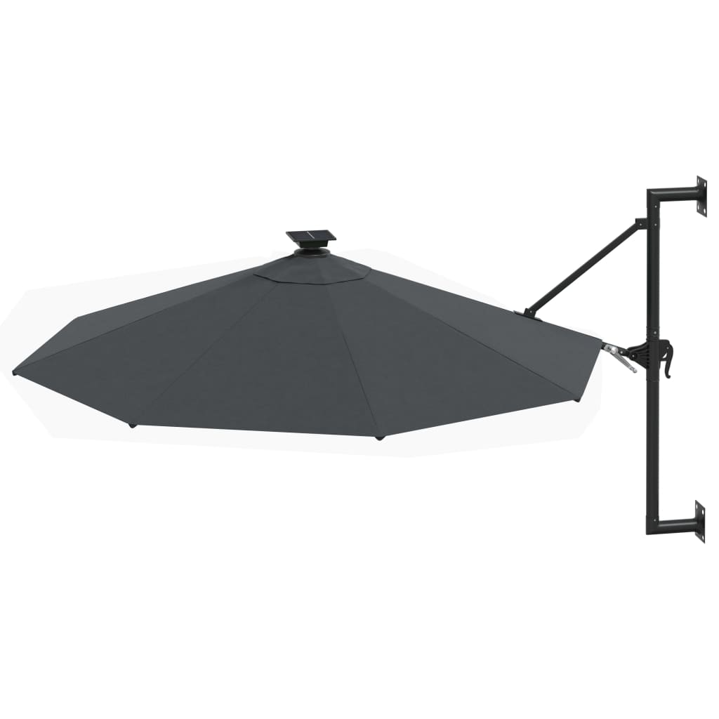 Wandparasol Met Led's En Metalen Paal 300 Cm Antracietkleurig