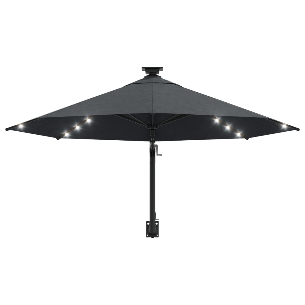 Wandparasol Met Led's En Metalen Paal 300 Cm Antracietkleurig