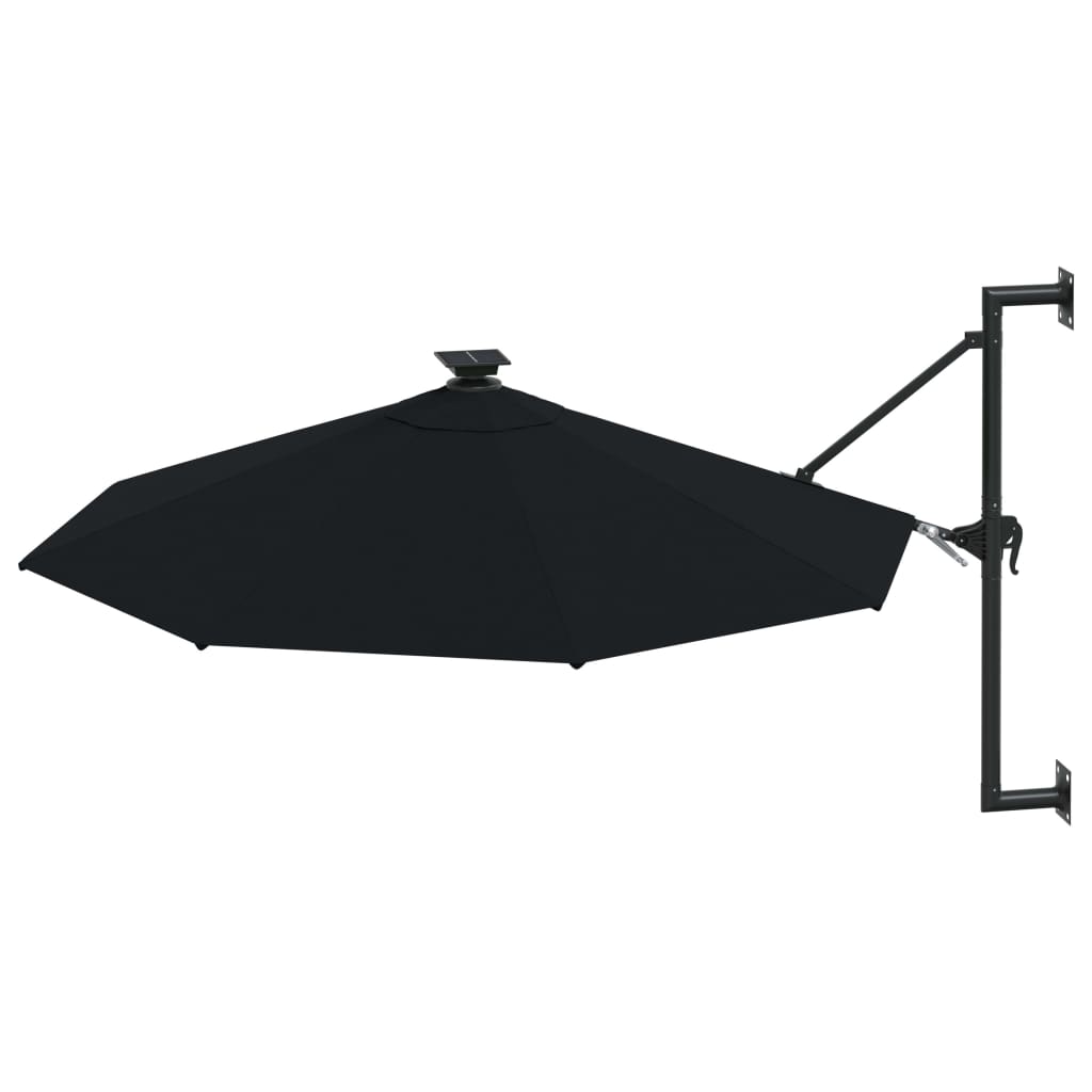 Wandparasol met LED's 300 cm zwart