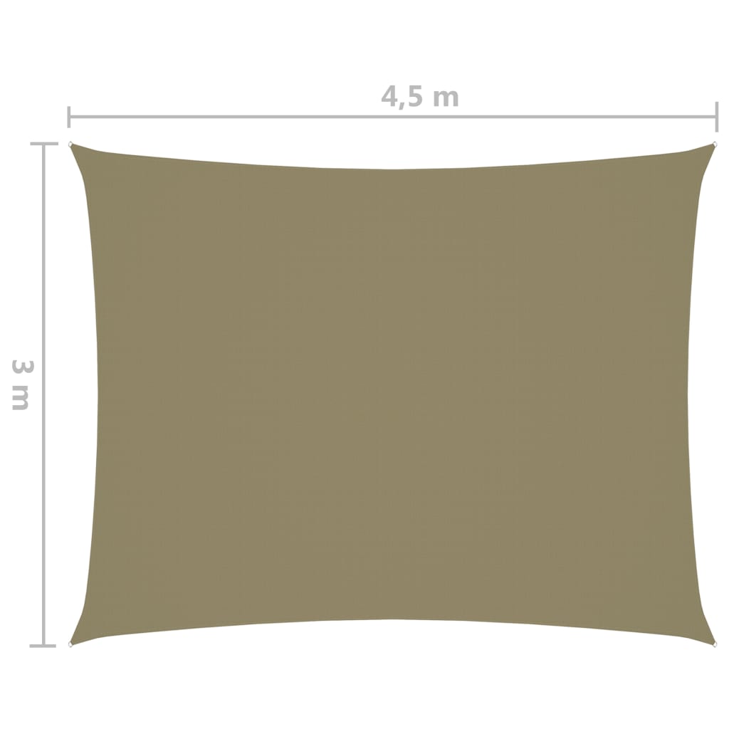 Zonnescherm Rechthoekig 3X4,5 M Oxford Stof Beige 3 x 4.5 m