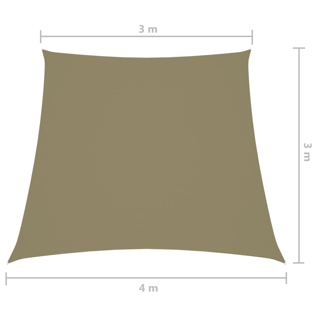 Zonnescherm Trapezium Oxford Stof 3/4 x 3 m Beige