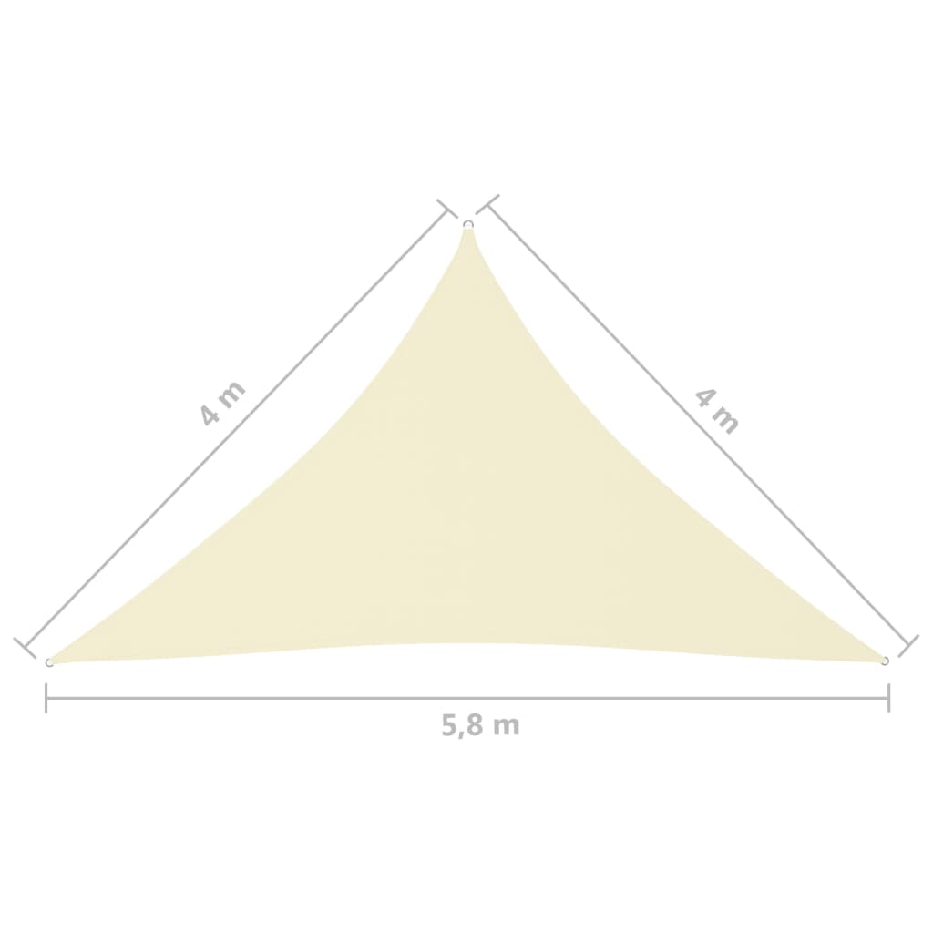 Zonnescherm Driehoekig 4X4X5,8 M Oxford Stof Kleurig 4 x 4 x 5.8 m Crème