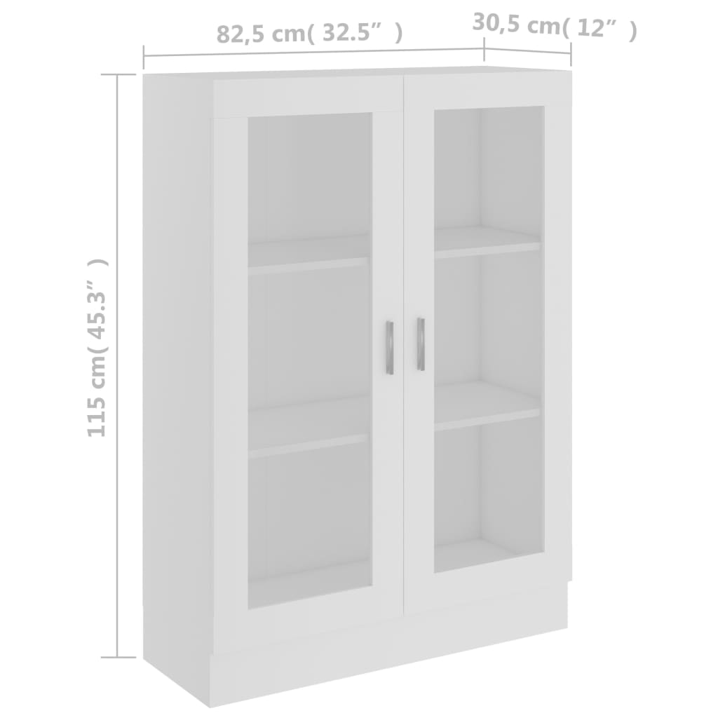 Vitrinekast 82,5X30,5X115 Cm Spaanplaat Wit 82.5 x 30.5 x 115 cm