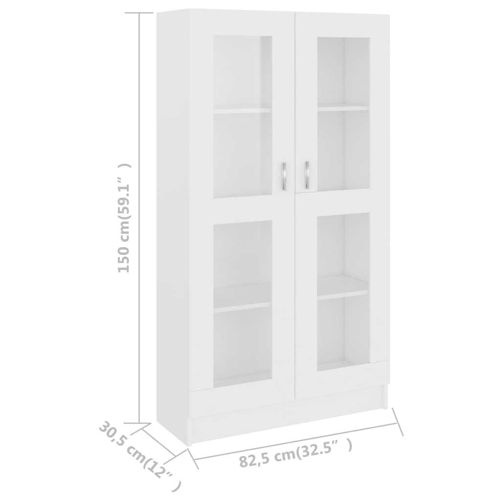 Vitrinekast 82,5X30,5X150 Cm Spaanplaat Wit 82.5 x 30.5 x 150 cm