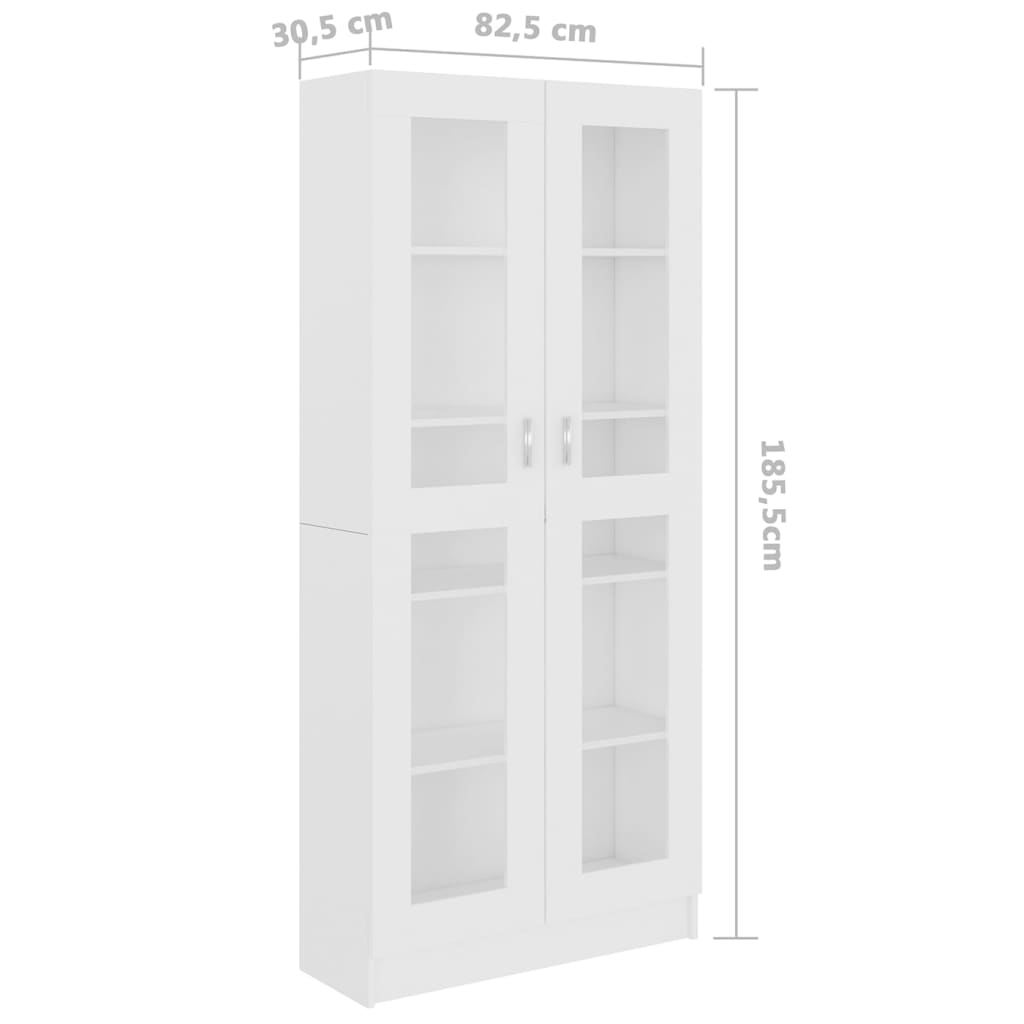 Vitrinekast 82,5X30,5X185,5 Cm Spaanplaat Wit 82.5 x 30.5 x 185.5 cm