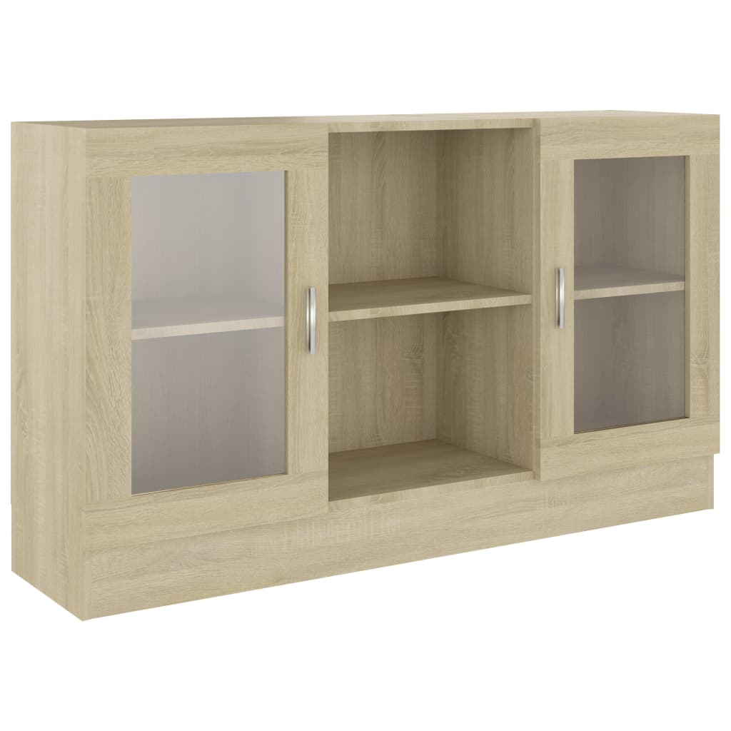 Vitrinekast 120X30,5X70 Cm Spaanplaat Sonoma Eikenkleurig Bewerkt hout en glas