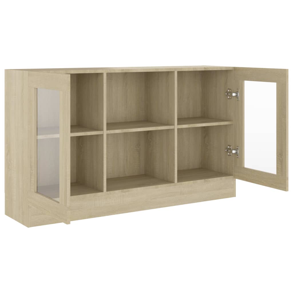 Vitrinekast 120X30,5X70 Cm Spaanplaat Sonoma Eikenkleurig Bewerkt hout en glas