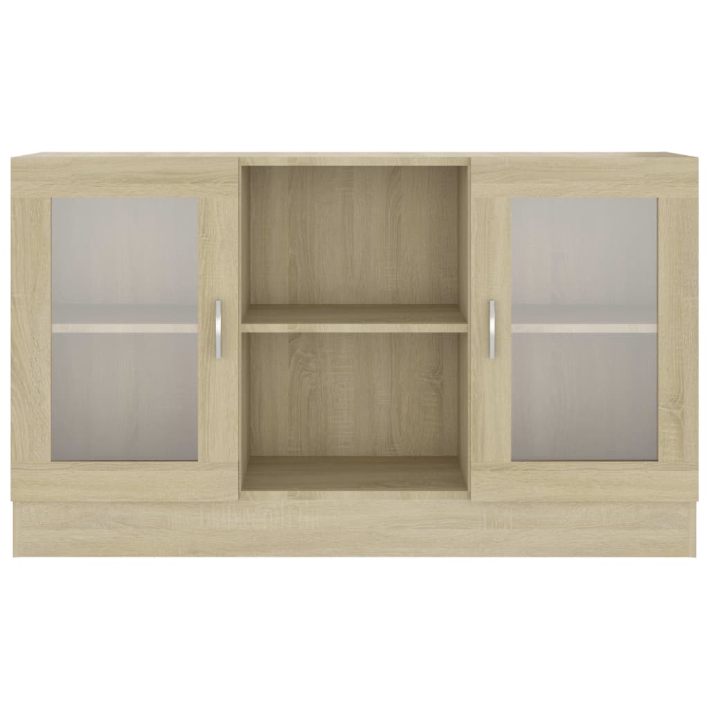 Vitrinekast 120X30,5X70 Cm Spaanplaat Sonoma Eikenkleurig Bewerkt hout en glas