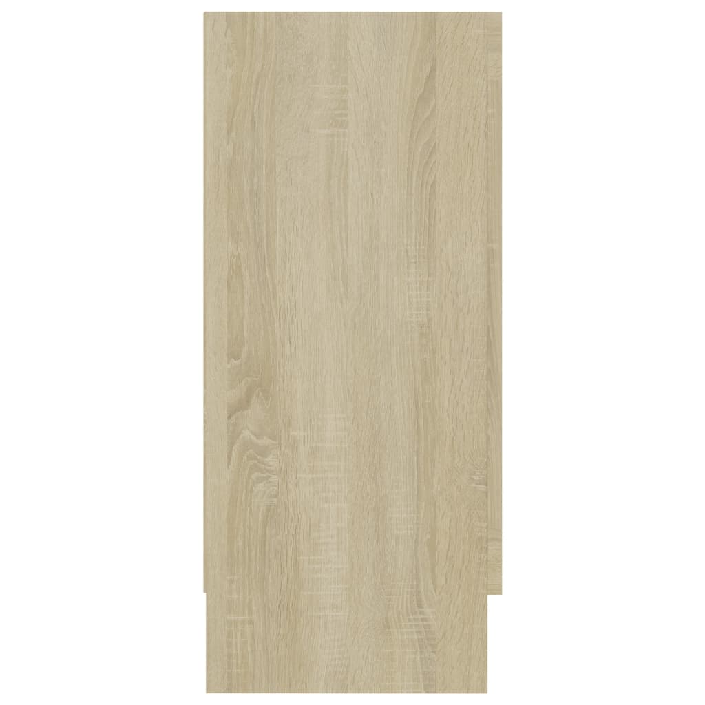 Vitrinekast 120X30,5X70 Cm Spaanplaat Sonoma Eikenkleurig Bewerkt hout en glas