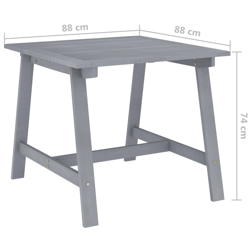 Tuintafel Massief Acaciahout 88 x 88 x 74 cm Grijs