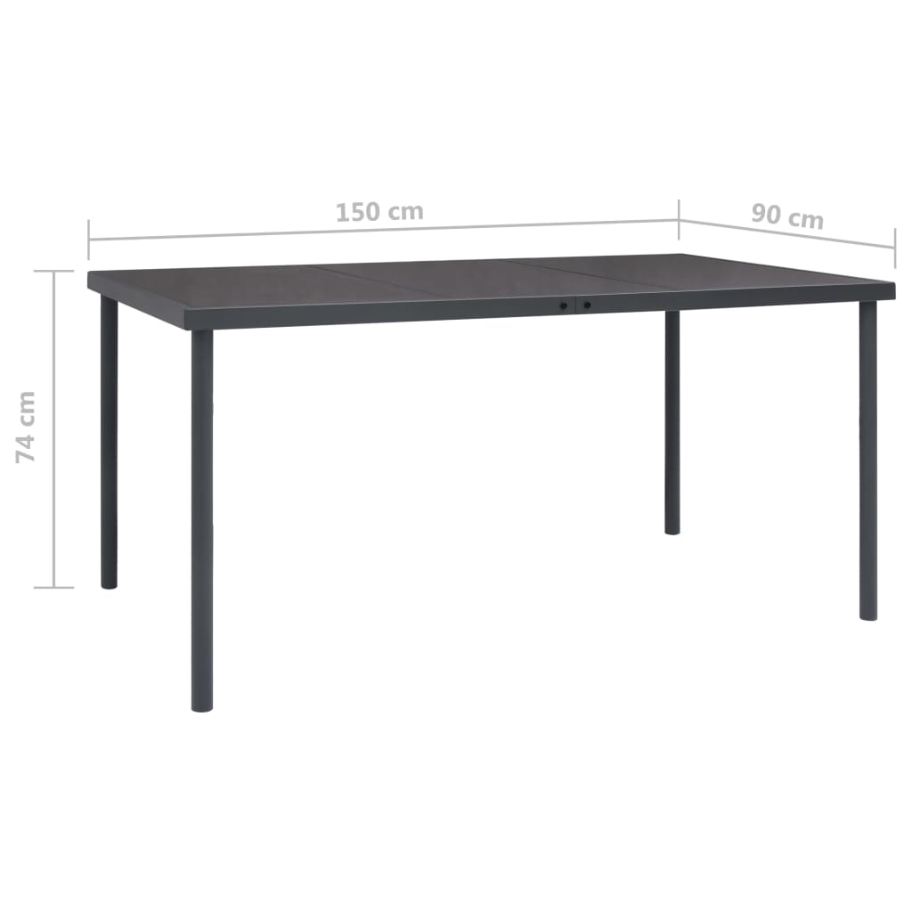 Tuintafel Staal Antracietkleurig 150 x 90 x 74 cm