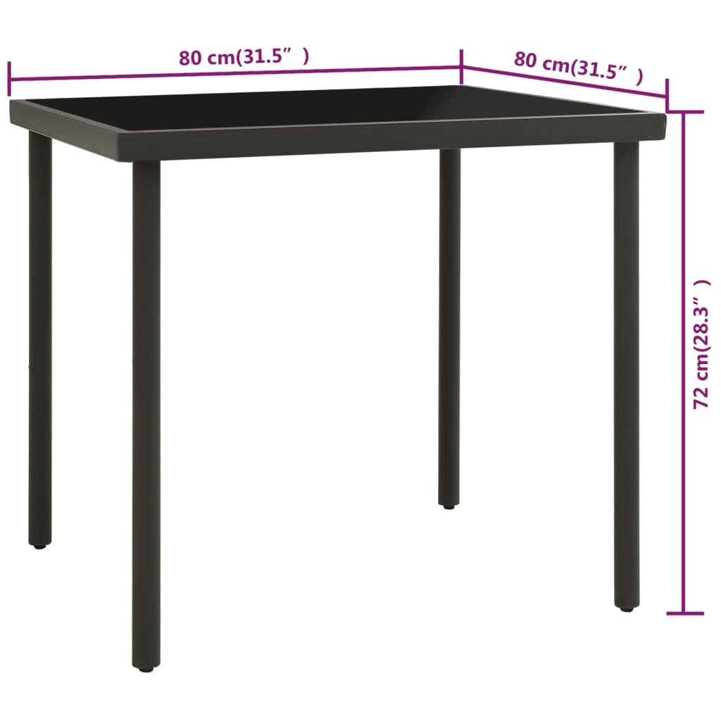 Tuintafel 80X80X72 Cm Glas En Staal Kleurig