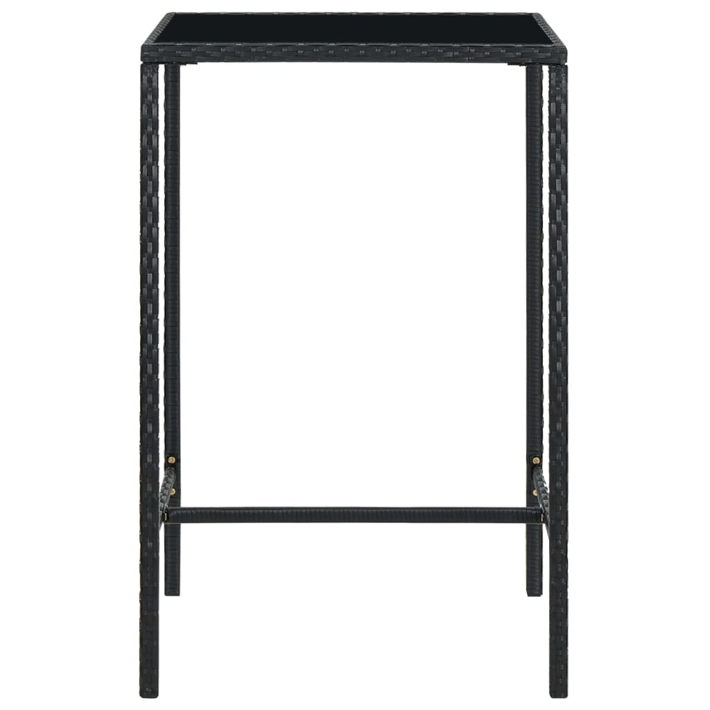 Tuinbartafel Poly Rattan En Glas Bruin 70 x 70 x 110 cm Zwart