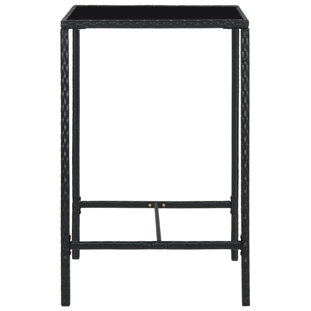 Tuinbartafel Poly Rattan En Glas Bruin 70 x 70 x 110 cm Zwart