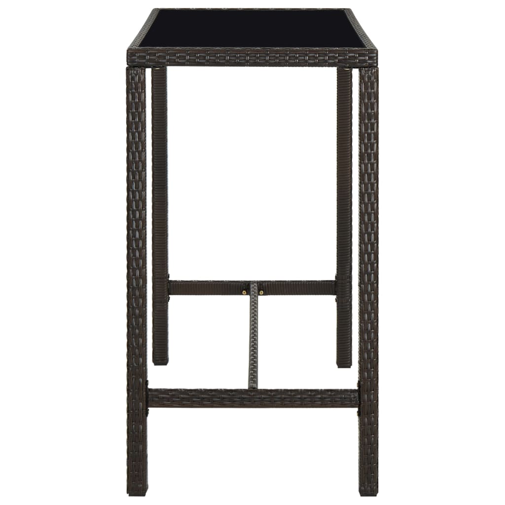 Tuinbartafel Poly Rattan En Glas 130 x 60 x 110 cm Bruin