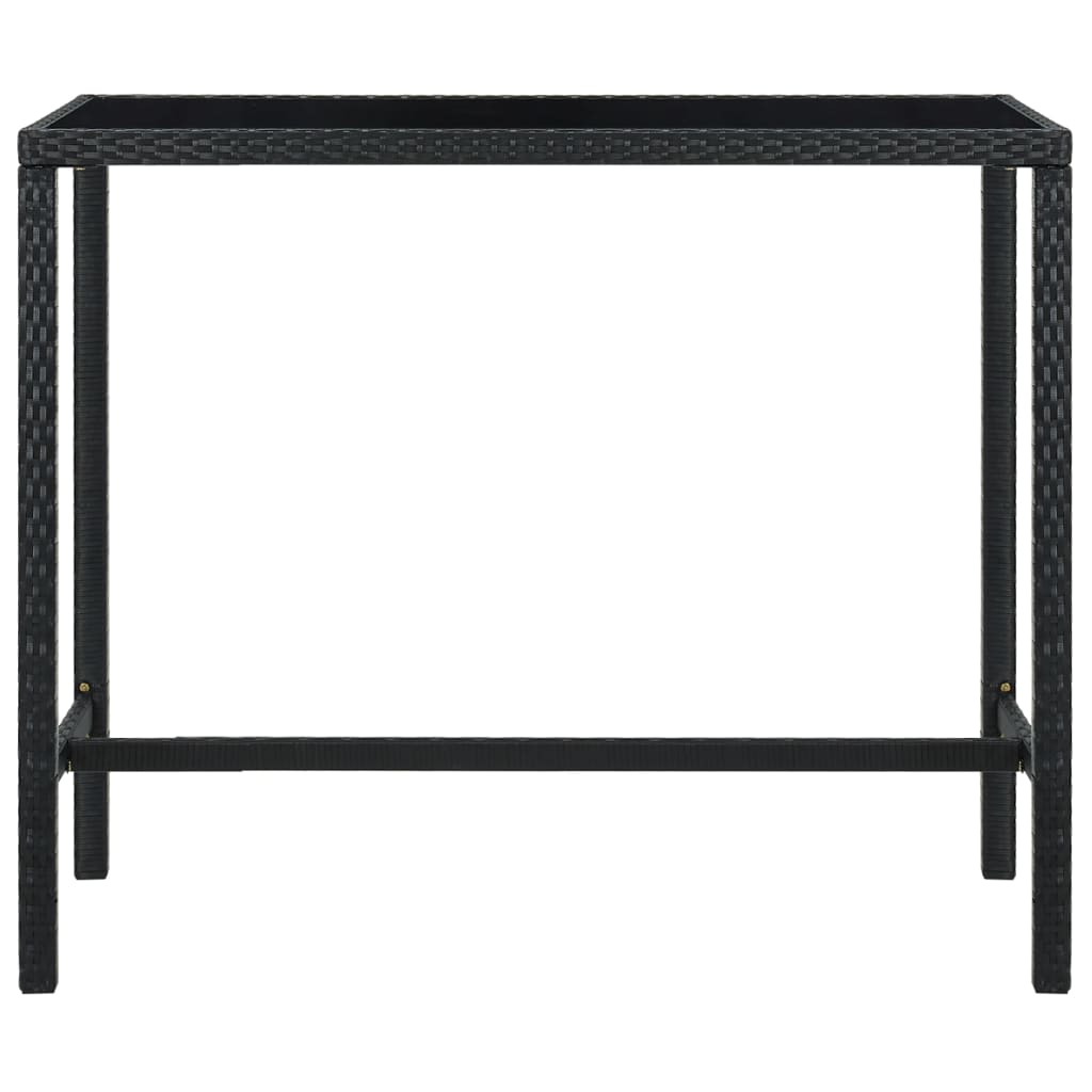 Tuinbartafel Poly Rattan En Glas 130 x 60 x 110 cm Zwart