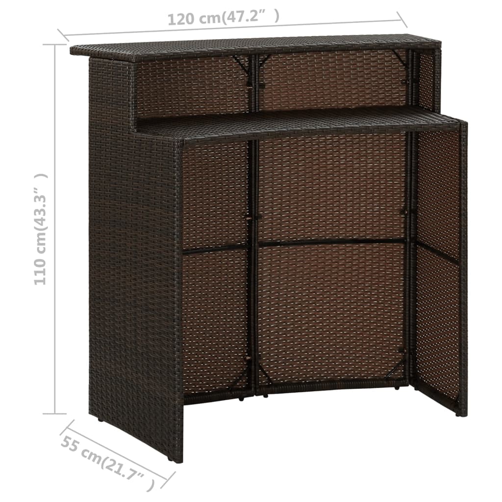 Tuinbartafel 20X55X0 Cm Poly Rattan Bruin