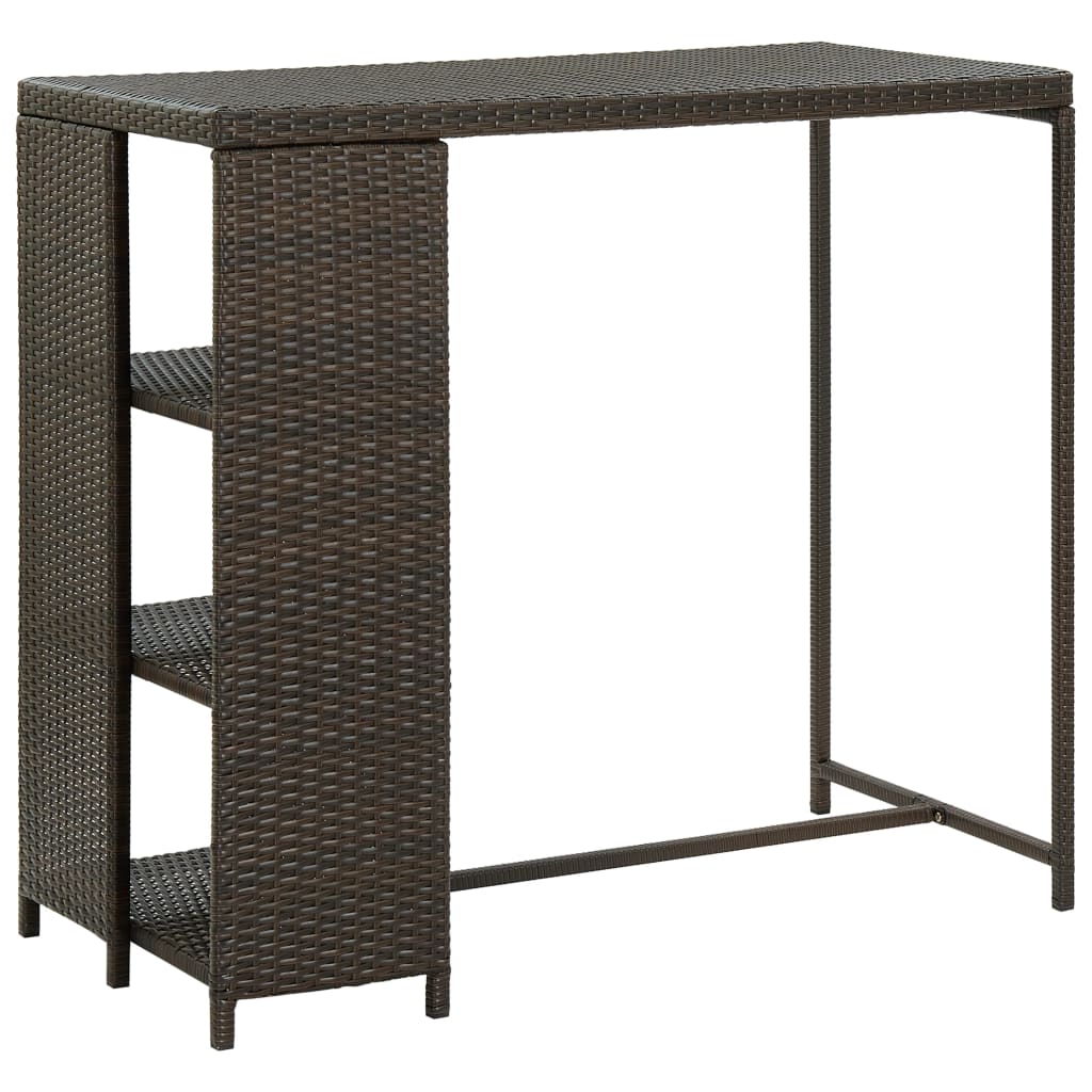 Bartafel Met Opbergrek 20X60X0 Cm Poly Rattan Bruin