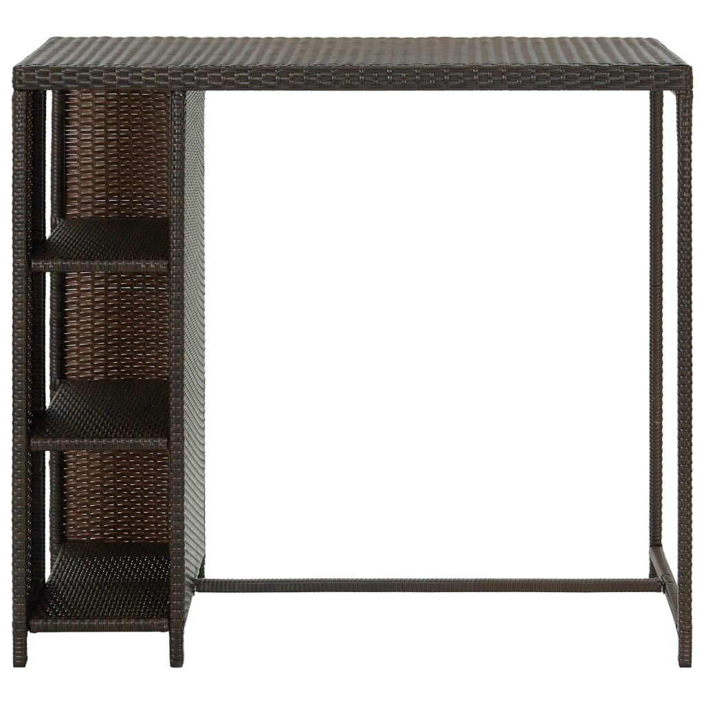 Bartafel Met Opbergrek 20X60X0 Cm Poly Rattan Bruin