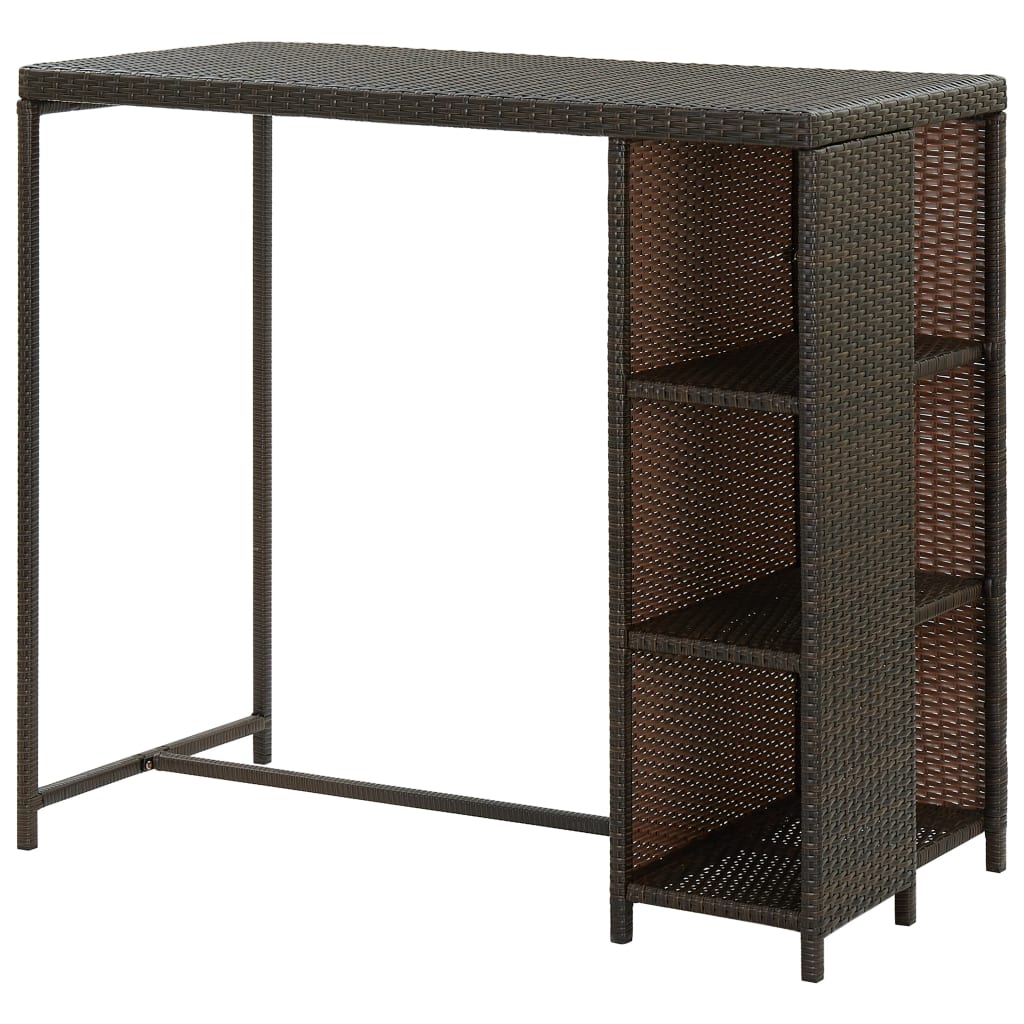 Bartafel Met Opbergrek 20X60X0 Cm Poly Rattan Bruin