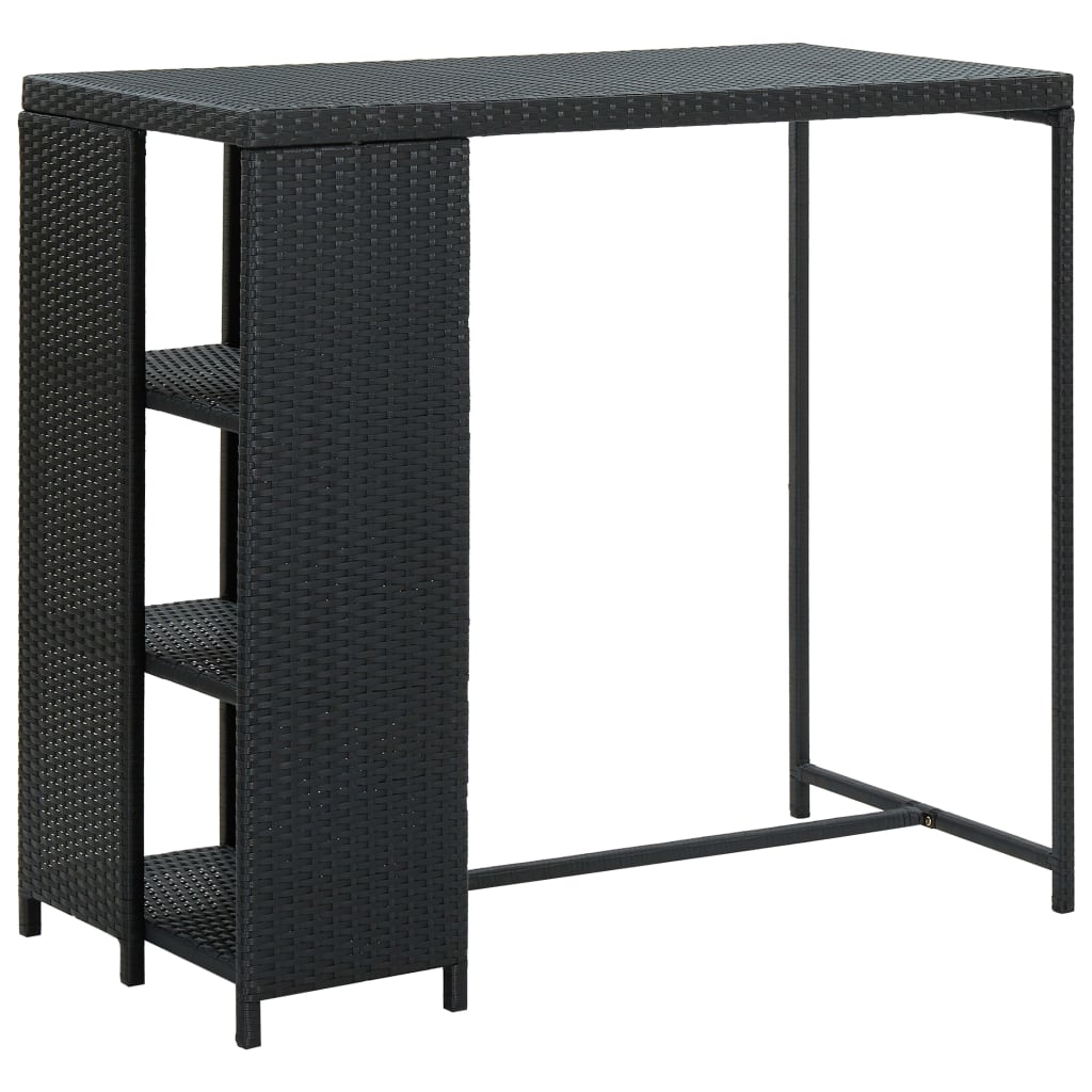 Bartafel Met Opbergrek 20X60X0 Cm Poly Rattan Zwart