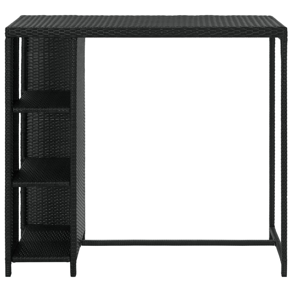 Bartafel Met Opbergrek 20X60X0 Cm Poly Rattan Zwart