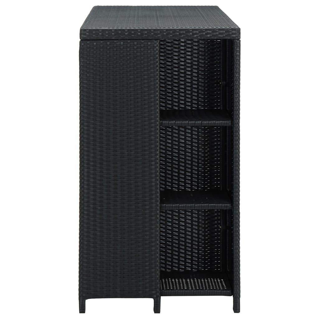 Bartafel Met Opbergrek 20X60X0 Cm Poly Rattan Zwart