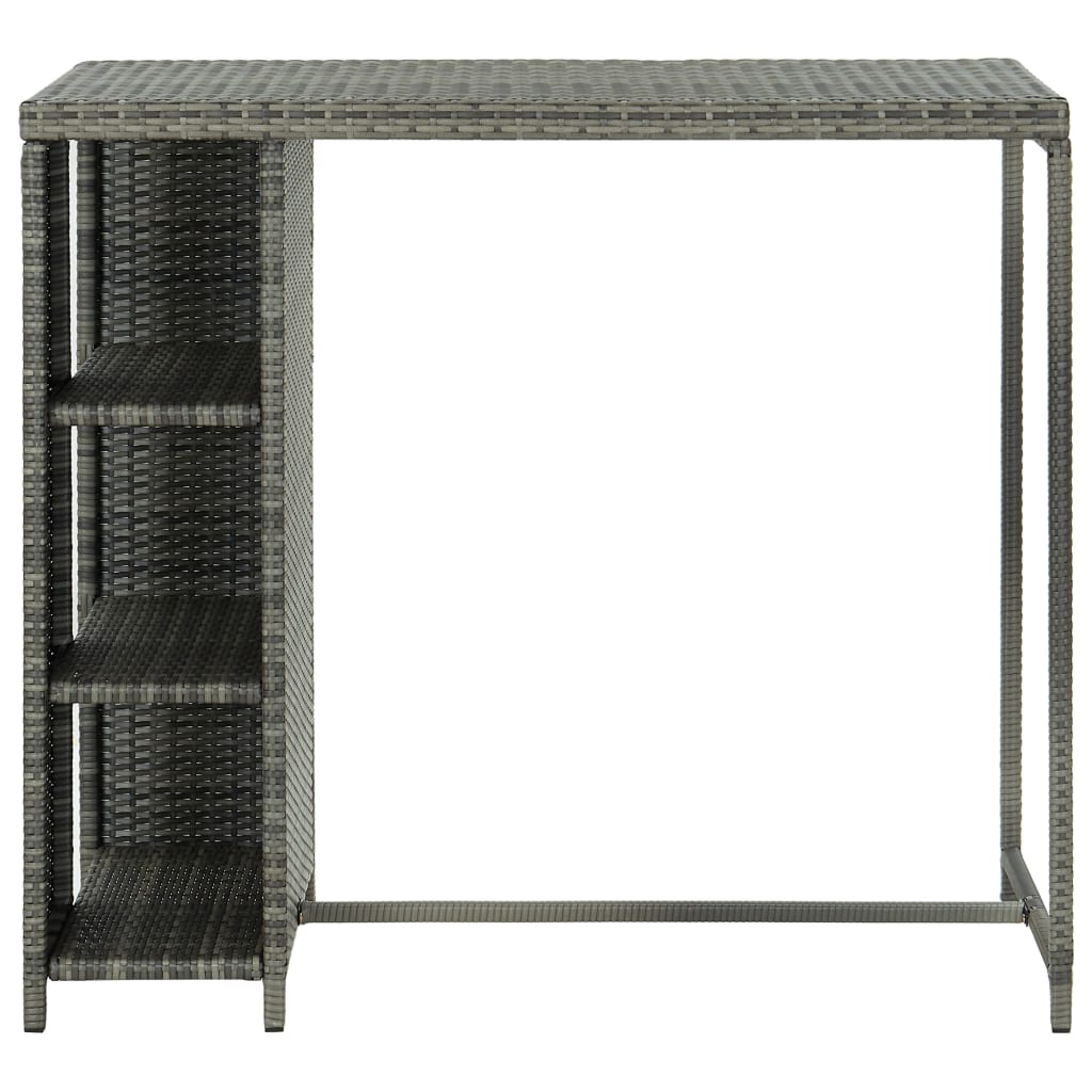 Bartafel Met Opbergrek 20X60X0 Cm Poly Rattan Grijs