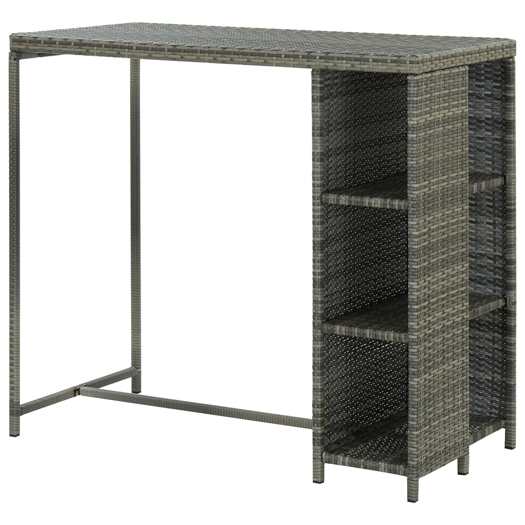 Bartafel Met Opbergrek 20X60X0 Cm Poly Rattan Grijs