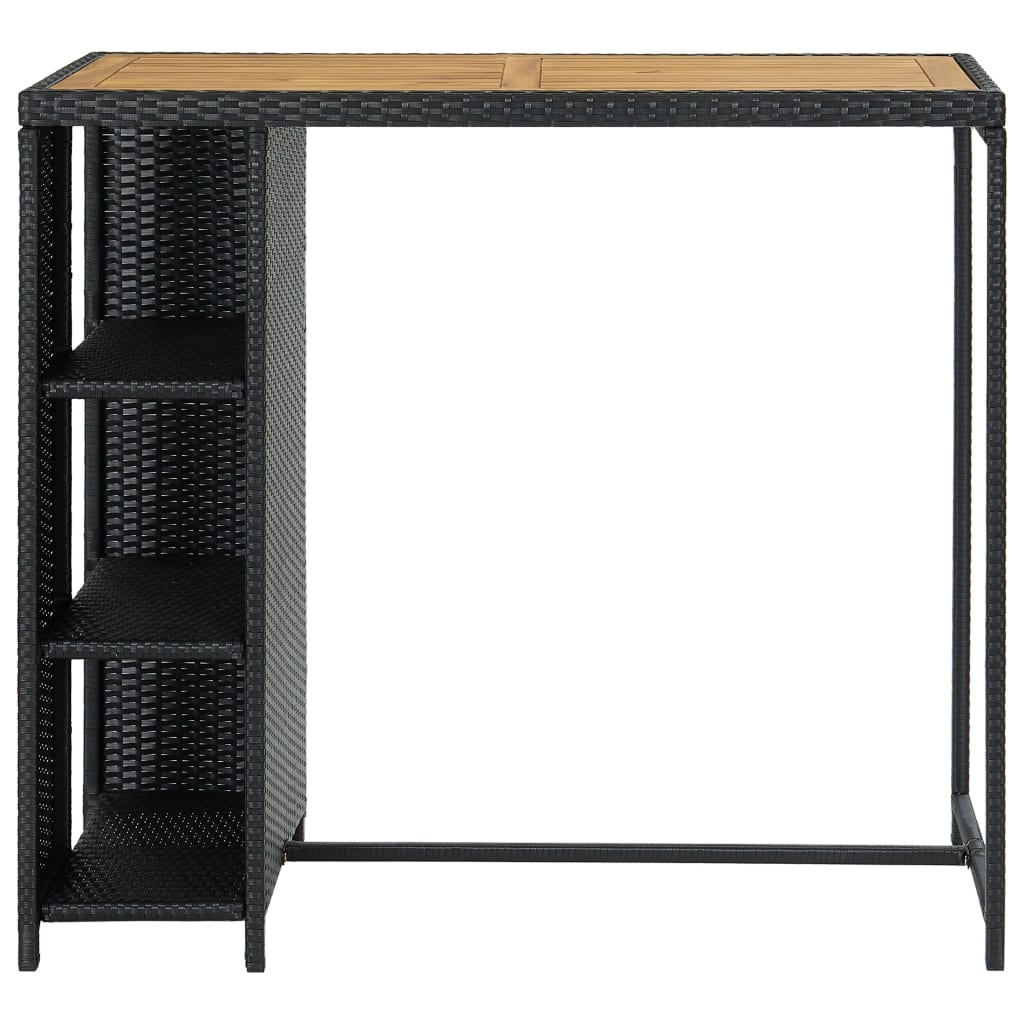 Bartafel Met Opbergrek 20X60X0 Cm Poly Rattan Zwart en bruin