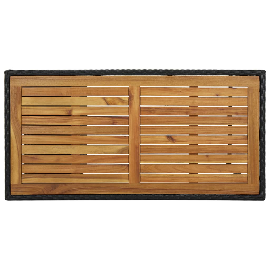 Bartafel Met Opbergrek 20X60X0 Cm Poly Rattan Zwart en bruin