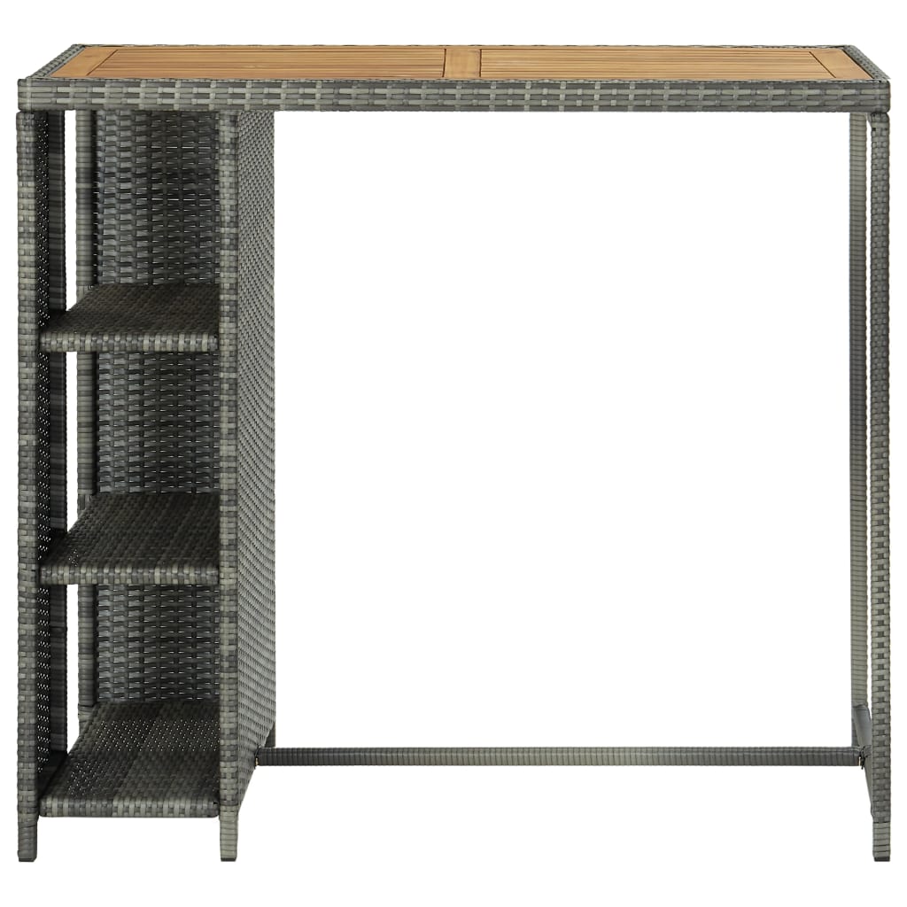 Bartafel Met Opbergrek 20X60X0 Cm Poly Rattan Grijs en bruin