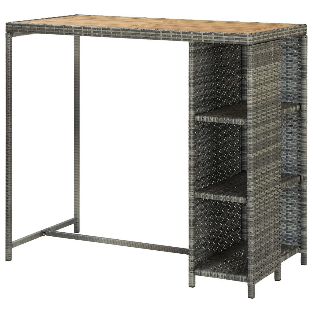 Bartafel Met Opbergrek 20X60X0 Cm Poly Rattan Grijs en bruin